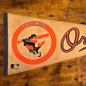 Vintage MLB Baltimore Orioles pennant aged